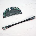 Japan Vintage Ivy Pattern Mother-of-Pearl Inlay Comb and Hairpin Kanzashi Set