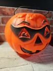Vintage Blow Mold Halloween Pumpkin Jack-O-Lantern Black Mask Masked Bandit Pail