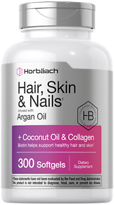 Hair Skin and Nails Vitamins | 300 Softgels | Biotin and Collagen | by Horbaach