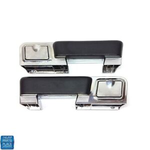 1962-67 GM Body Chrome Rear Arm Rest Bases With Ash Tray & Black Pads - Pair (For: 1966 Impala)