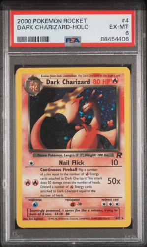 2000 Pokémon Team Rocket Dark Charizard 4/82 Holo - PSA 6