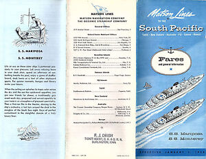 Matson Lines 1958 Cruise Brochure SS Mariposa SS Monterey to the South Pacific