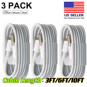 3-PACK USB Data Fast Charger Cable Cord For Apple iPhone 5 6 7P 8 X 11 12 13 MAX