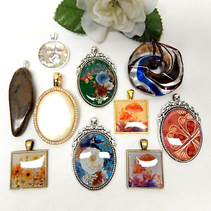 VINTAGE TO NOW FASHION JEWELRY PENDANT LOT - ASSORTED THEMES & MATERIALS
