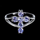 Unheated Round Tanzanite 3.5mm 14K White Gold Plate 925 Sterling Silver Ring 8