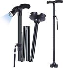 New Folding Walking Cane with LED Light, Adjustable Walking Stick with Carryin