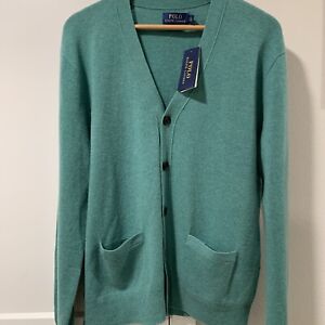 Polo Ralph Lauren Washable Cashmere 100% Cardigan Sweater Green Men’s L NWT $298