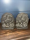 Pair Of Hubley #312 Cast Iron Book Ends St. George Slaying The Dragon