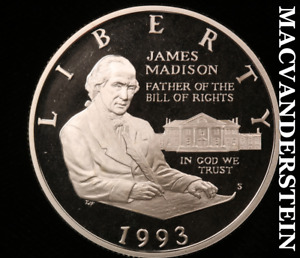 1993-S James Madison Commemorative Silver Half Dollar - Gem Proof Lustrous #V753