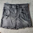 Womens Express Black Denim Distressed Jean Skirt Size 8