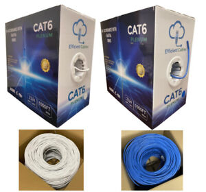 550Mhz Plenum Bare Copper, Cat6, Solid 100% Copper UTP Ethernet Cable Blue White