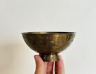 Vintage Small Pedestal Round Brass Etched Trinket Candy Bowl Decor Made in India