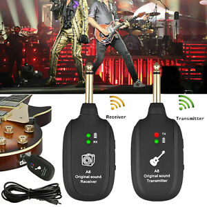 UHF Wireless Guitar System Transmitter Receiver Built-in Rechargeable Battery
