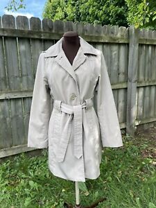 Women's London Fog Double-Breasted Trench Coat Jacket In Beige Tan  Size Small