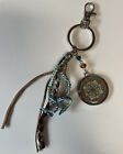 Mandala Keychain with Attached Rawhide and Beads Unique Design