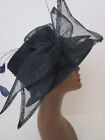 Whimsical Herald Heart Navy Straw Fedora Hat w/ Dancing Feathers England
