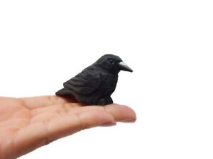 Raven Crow Figure Miniature Black Bird Statue Sculpture Decor Garden Cake Topper
