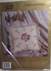 VTG Something Special Candlewicking Roses on Lace Pillow Kit 14×14 Plus Lace NOS