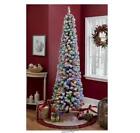 7' Flocked Artificial Pencil Tree Pre-Lit Multi Color Christmas Tree Lights