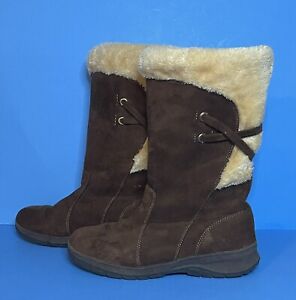 Itasca Suede Winter Boots Women’s Size 9 Vermont Brown Faux Fur Lined Pull On