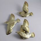 Vintage Brass Flying Birds Metal Wall Decor Home Interiors 3D Set Of 3