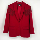 New Frontier Western Blazer Women's L Fringe Cowgirl Rodeo Wool Red USA Vintage