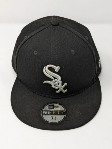 Chicago White Sox New Era Black 59Fifty On Field MLB Basic Fitted Hat 7-3/8