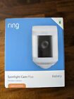 Ring Spotlight Cam Plus, Battery - White (Factory Sealed) (Newest Generation)