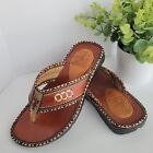 Rustic Brown Leather Sandals Authentic Mexican Huaraches Flip Flops Women 7.5