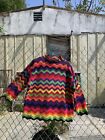 Michael Simon Colorful Chevron Crochet Knit Cotton Mock Neck Sweater The Nanny