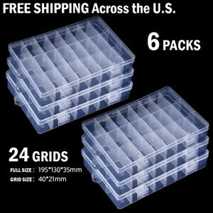 6 Pack Clear Jewelry Box Plastic Bead Storage Craft Container Earring Organizer