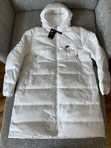 🔥NEW Nike White Down Fill Puffer Zip Parka  Hooded Jacket CU4408 Small $245 NWT