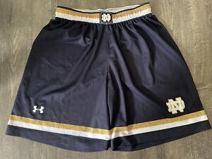 Authentic Game Worn Notre Dame Irish Lacrosse Home Navy Shorts Under Armour L