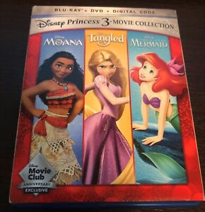 Disney Princess 3-Movie Collection: Moana, Tangled, Little Mermaid (Blu-Ray/DVD)
