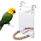 Bird Mirror Parrot Toy With Rope Perch Budgie Chew Standing Hanging For Cage