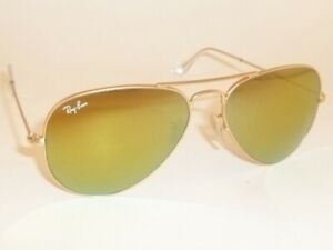 New Ray Ban Aviator Sunglasses Matte Gold Frame RB 3025 112/93  Gold Mirror 58mm