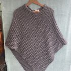 Cerretelli Firenze Womens Wool Alpaca Blend Gray Knit Poncho Sweater One Size
