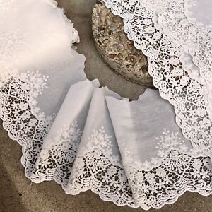 Embroidered cotton Lace trim 7,5-14 inches (19-35 cm) wide for Bridal, Crochet