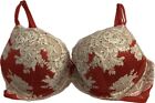 Victoria's Secret Push Up Bra Very Sexy Red Lace Trim Embroidery 36D NWT RARE