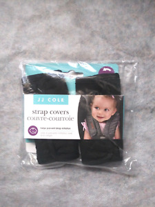 JJ COLE BLACK REVERSIBLE CAR SEAT STRAP COVERS BABY STROLLER STRAP COVERS NWT
