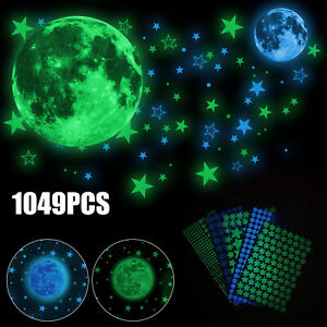 3D Glow In The Dark Wall Stickers Luminous Stars Moon Child Room Ceiling Decor