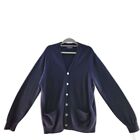Vintage 100% Cashmere Hipster Navy Blue Cardigan Pockets Oversized Sweater M