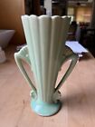 Brush McCoy USA 541 Art Deco Turquoise Scalloped Double Handle 7” Vase