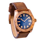NEW Nautis Bronze-Matic Automatic Wrist Watch Blue Dial Genuine Leather Strap