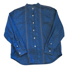 Vtg Lauren Jeans Co Ralph Lauren Blouse Womens 12 Blue Prairie Boho Hippie Shirt