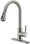 WEWE Single Handle High Arc Brushed Nickel Pull Out Kitchen Sink Faucet w /Cover