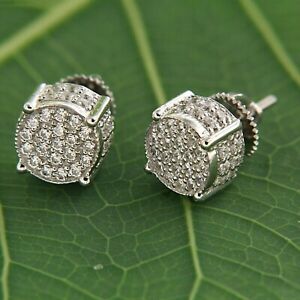 2 Ct Round Lab Created Diamond Men's Cluster Stud Earrings 14k White Gold Plated