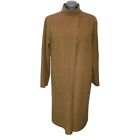 Eileen Fisher 100% Wool Long Trench Coat Jacket Size Medium Brown Unlined