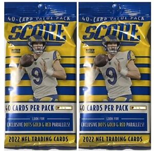 2022 Panini Score Football NFL Cello Fat Pack Set of 2 Packs - 80 Trading Cards