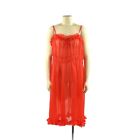 Vintage 60s 70s Semi Sheer Red Nylon Chiffon Baby Doll Lingerie Nightgown M